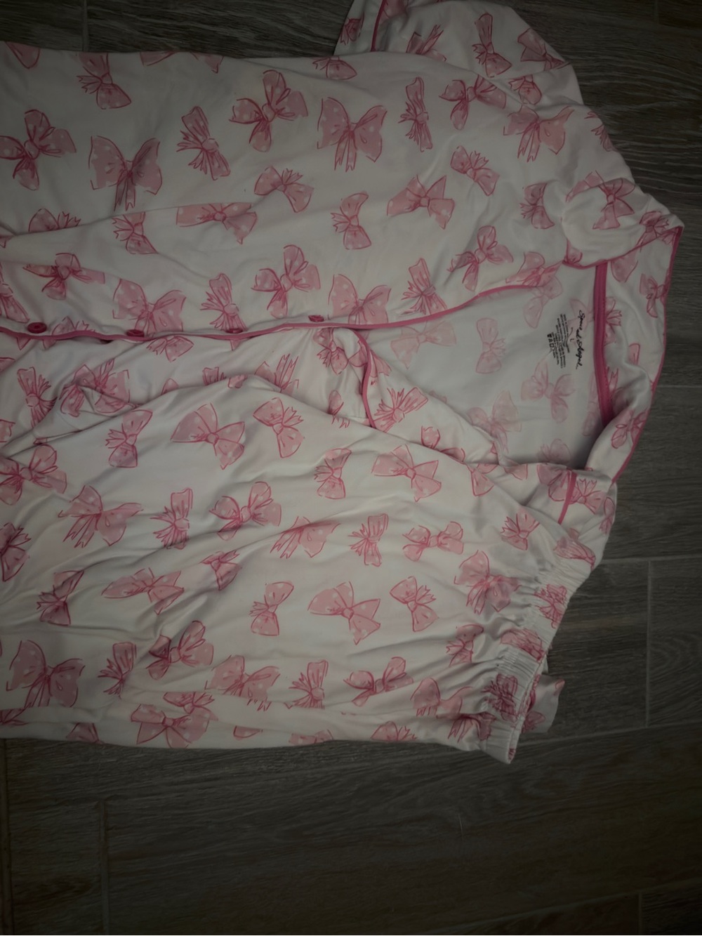 Spoiled White Pajama Set with Pink Bow Print